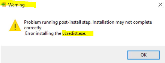 Installation Of Tibco Data Virtualization Server May Fail With A Error Installing The Vcredist Exe Error