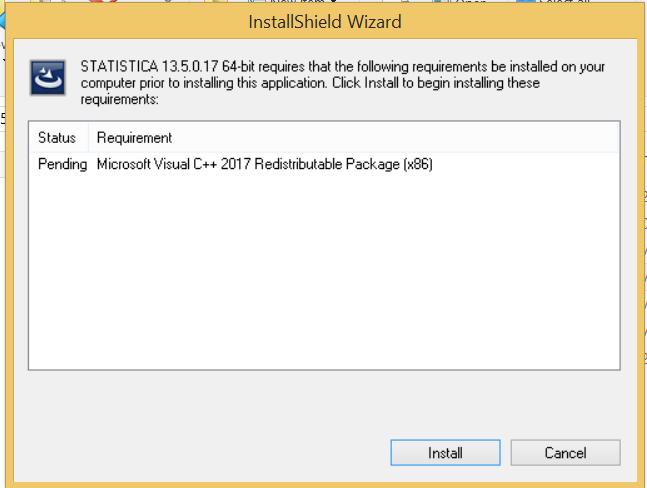 How To Resolve The Installation Of Microsoft Visual C 17 Redistributable Package Appears To Have Failed Error When Installing Statistica